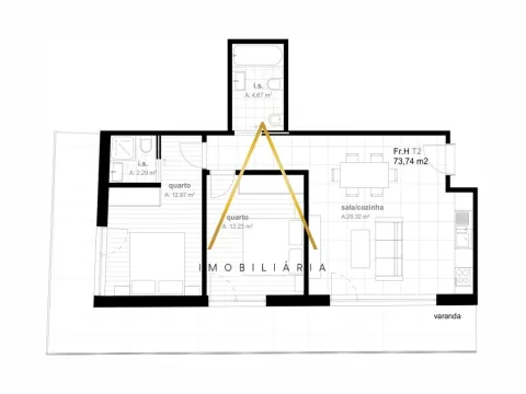 Apartamento T2 no centro da cidade