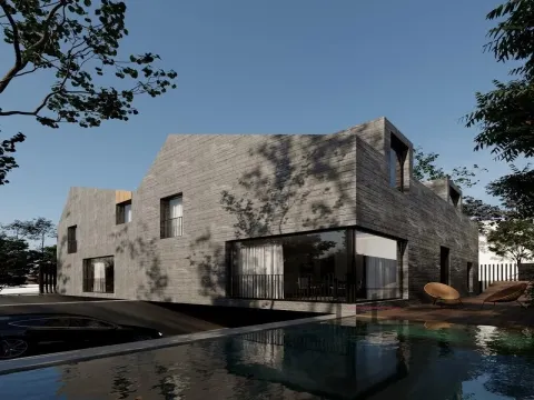 Moradia minimalista, T3+1, com piscina e jardim em Santa Maria da Feira