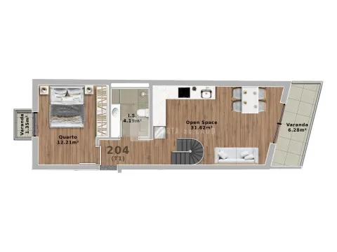 Appartement 1 Chambre(s) Duplex