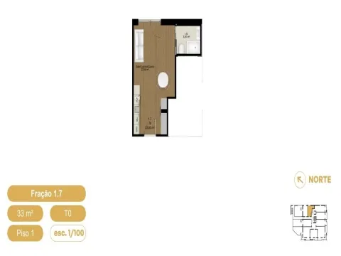 Apartamento T0 novo em Oliveira de Azeméis