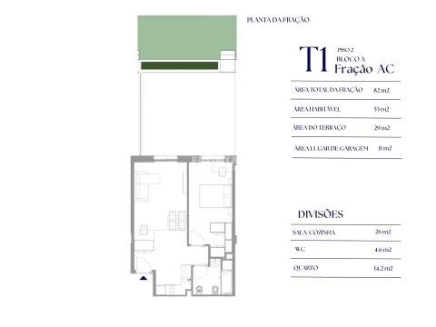 Apartamento T1 à Areosa